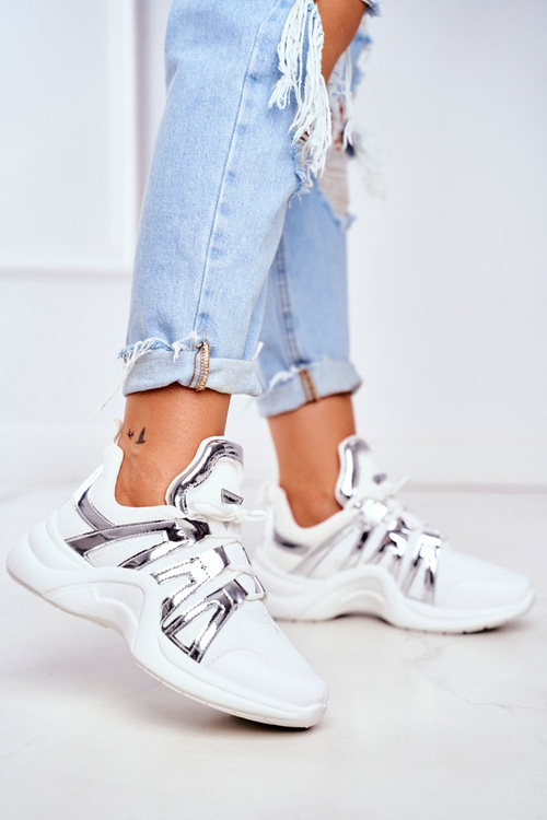 Damskie Sportowe Obuwie Srebrne Wstawki Felter