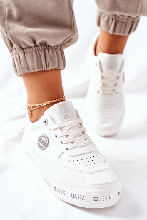 Skórzane Tenisówki Na Platformie BIG STAR II274075 Białe