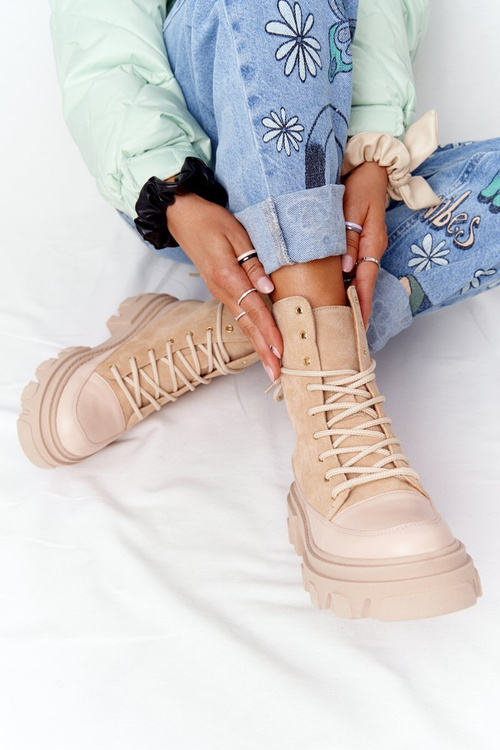 Zamszowe Botki Workery Lewski Shoes 3007-0 Piaskowe