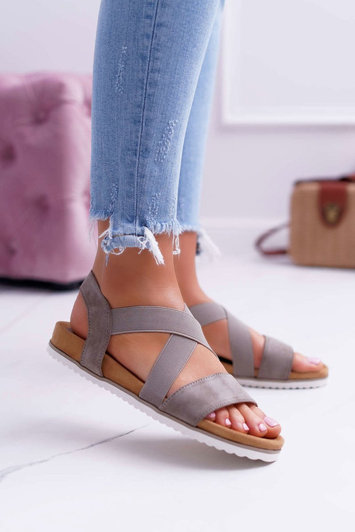 Sandały Damskie Z Gumkami Khaki Itako