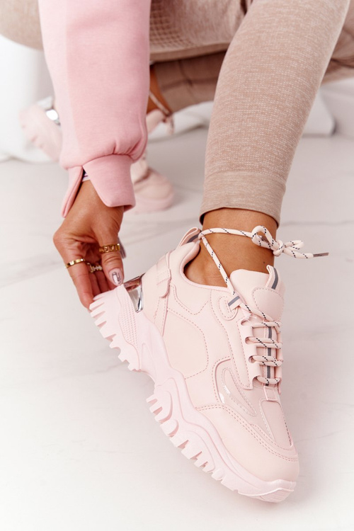 Damskie Sneakersy Na Masywnej Podeszwie Różowe Influencer