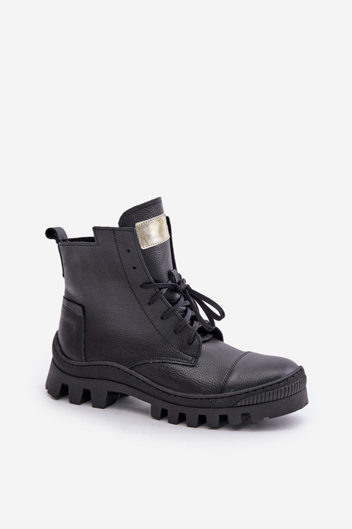 Zazoo 2831 Botki Damskie Ze Skóry Naturalnej Czarne