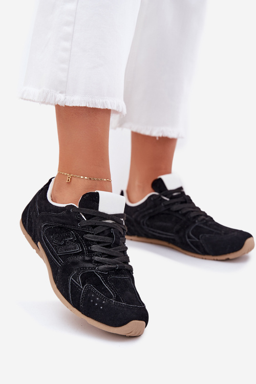 Buty Sportowe Damskie Z Eko Zamszu Czarne Dorella