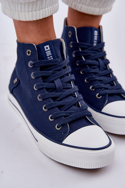 Damskie Wysokie Trampki Big Star DD274333 Granatowe