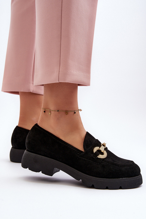 Damskie Mokasyny Z Ozdobą Czarne Railenes