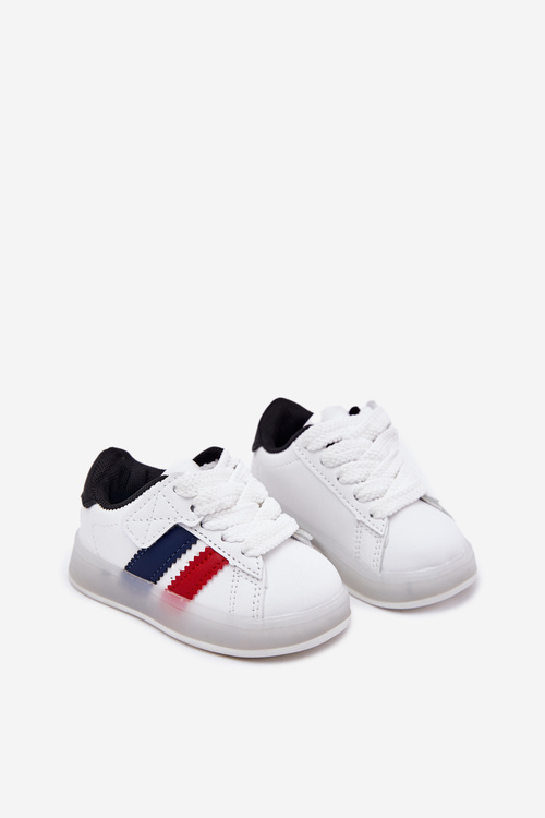Buty Sportowe Sneakersy Dziecięce Ze Świecącą Podeszwą Biało-Czarne Arielle