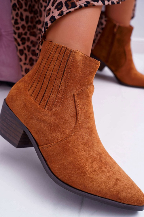 Botki Damskie Płaski Obcas Camel Umberco