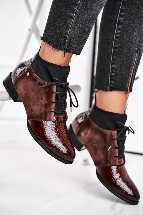 Botki Damskie Skórzane Trzewiki Maciejka Brązowe 04744-02