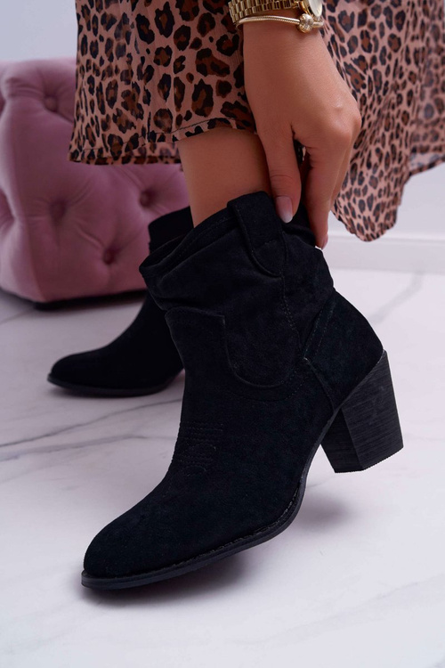 Botki Damskie Na Słupku Kowbojki Czarne Maverick