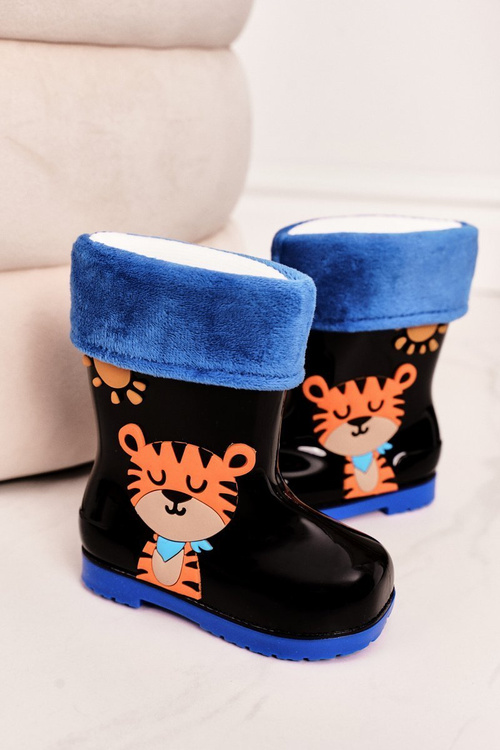 Dziecięce Ocieplane Kalosze Z Tygryskiem Czarne