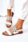 Skórzane Ażurowe Sandały Lewski Shoes 3042 Białe