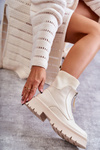 Damskie Botki Skarpetkowe Na Suwak Beżowe Shelter