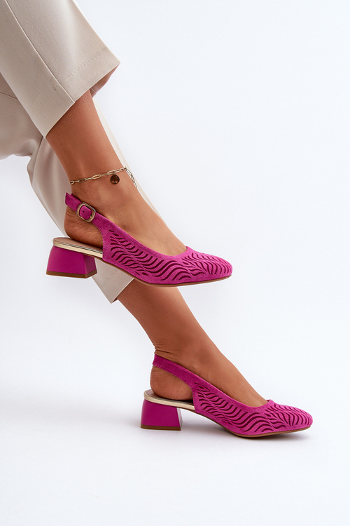 Czółenka Na Obcasie Klocku Fuksja Gemifa