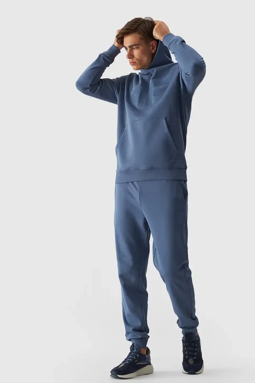 Męska Bluza Dresowa Nierozpinana Z Kapturem 4FWMM00TSWSM1464-32S Niebieska