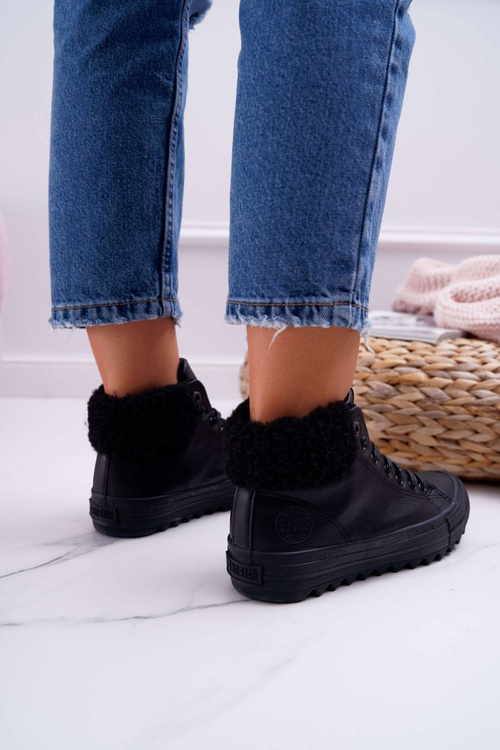 Trampki Damskie Big Star Wysokie Ocieplane Czarne EE274145