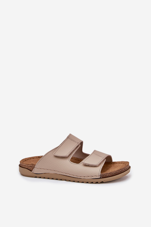 Skórzane Klapki Damskie Inblu AA0005GU Beżowe