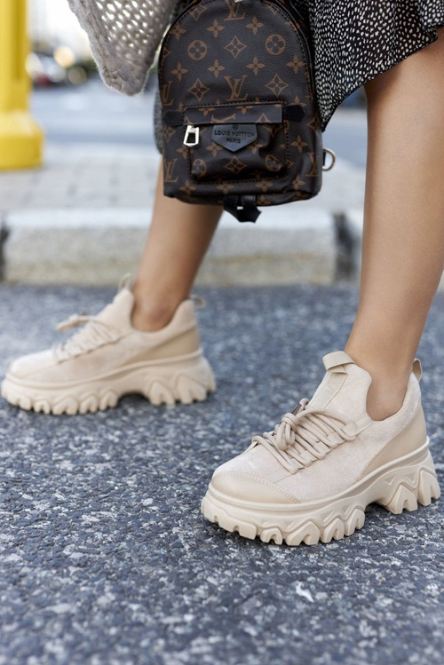 Damskie Sportowe Buty Sneakersy Beżowe Miles