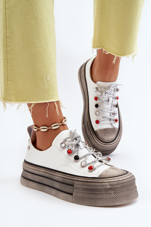 Damskie Trampki Na Platformie GOE NN2N4054 Białe