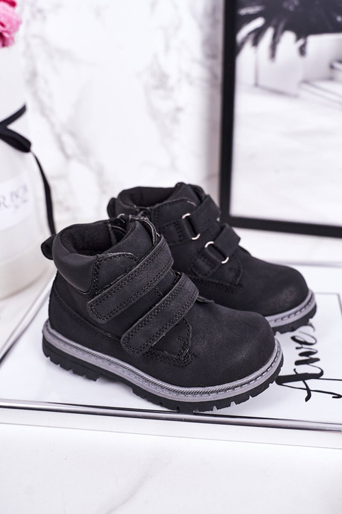 Dziecięce Traperki Na Rzepy Czarne Moa