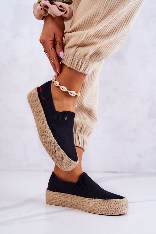 Damskie Espadryle Na Platformie Cross Jeans JJ2R4015C Czarne