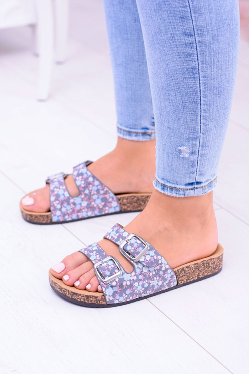 Damskie Klapki Z Klamrami W Kwiaty Na Korku FeroneFlori