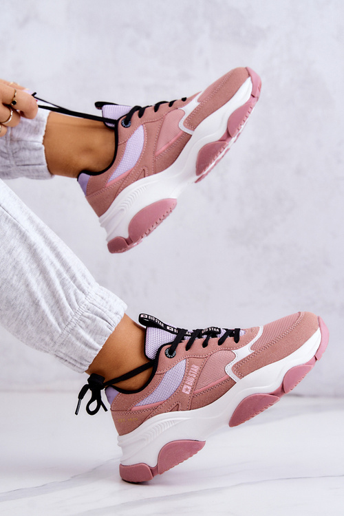 Damskie Sneakersy Buty Sportowe Big Star JJ274577 Różowe
