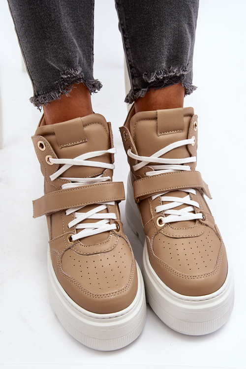 Zazoo 3450 Skórzane Sneakersy Damskie Beżowe