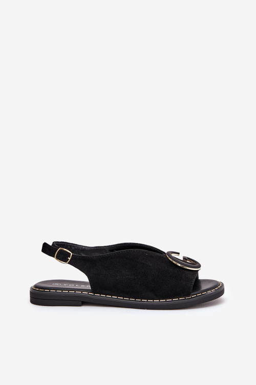 Płaskie Sandały Z Ozdobą Czarne Haliones