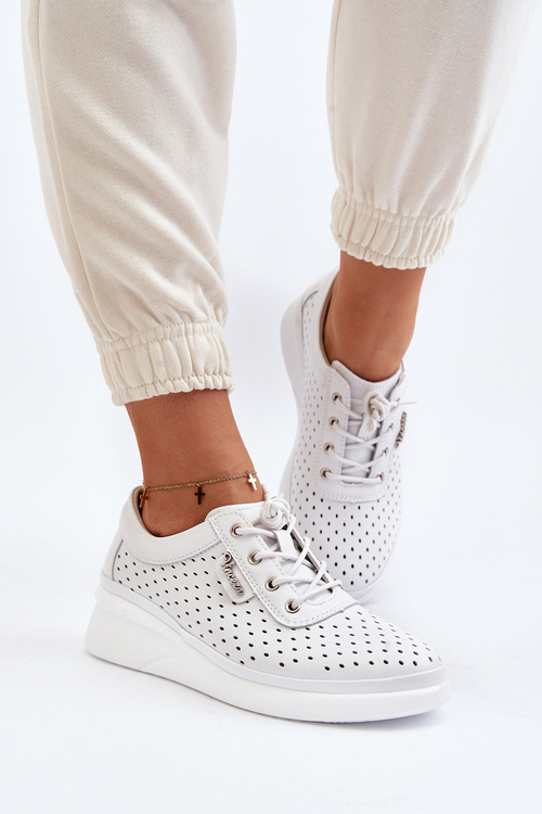 Damskie Skórzane Trampki Sportowe Buty Białe Brumia