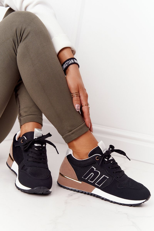 Damskie Sportowe Buty Sneakersy Czarne Maddie
