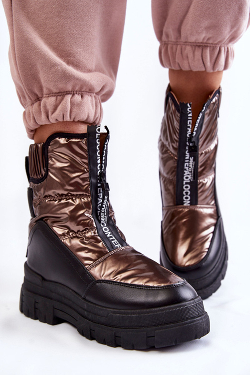 Damskie Wygodne Śniegowce Brązowo-Czarne Elodia