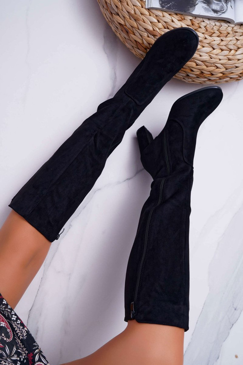 Damskie Kozaki Sergio Leone Zamszowe Czarne KZ275