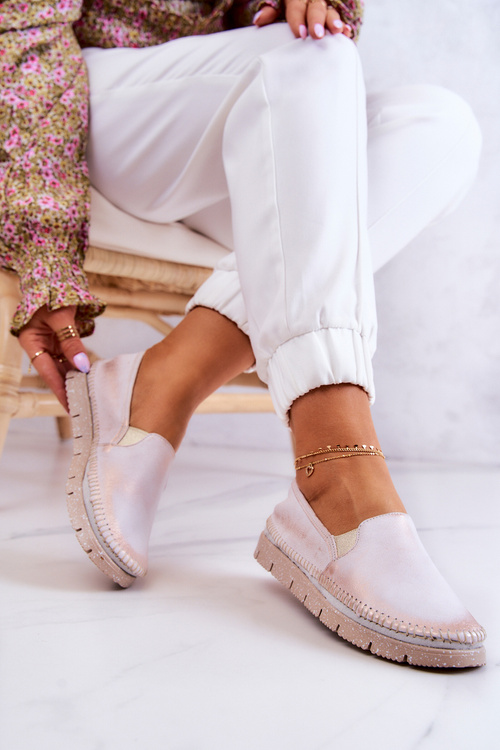 Damskie Półbuty Wsuwane Skórzane Maciejka 03512-28 Jasnoróżowe