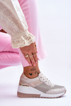Damskie Skórzane Ażurowe Buty Sportowe Jasnobeżowe Virginia
