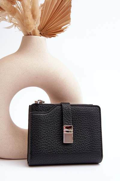 Damski Portfel Portmonetka Z Ekoskóry Czarny Lazara