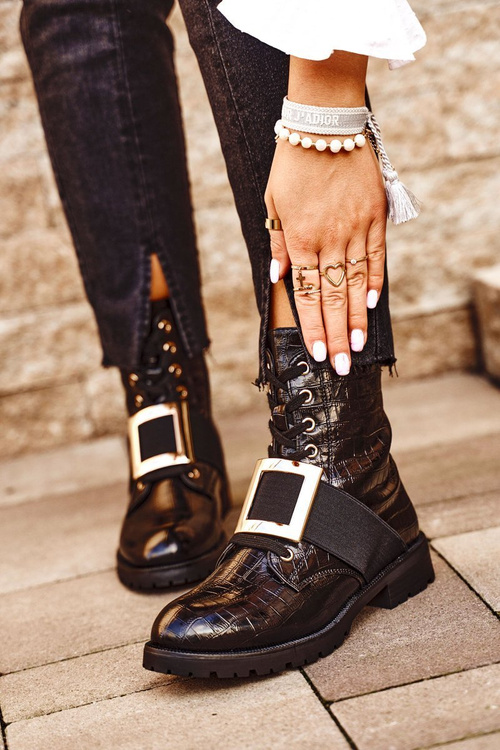 Botki Damskie z klamrą Happy Su Czarne