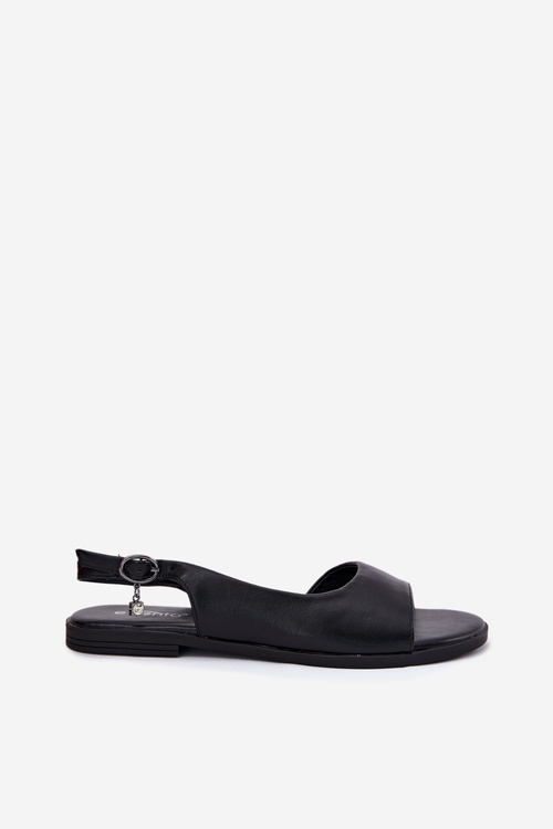 Sandały Damskie Na Płaskim Obcasie Czarne Weanise