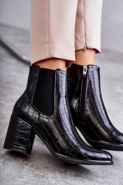 Wężowe Skórzane Botki La.Fi 260038B-XC Czarne