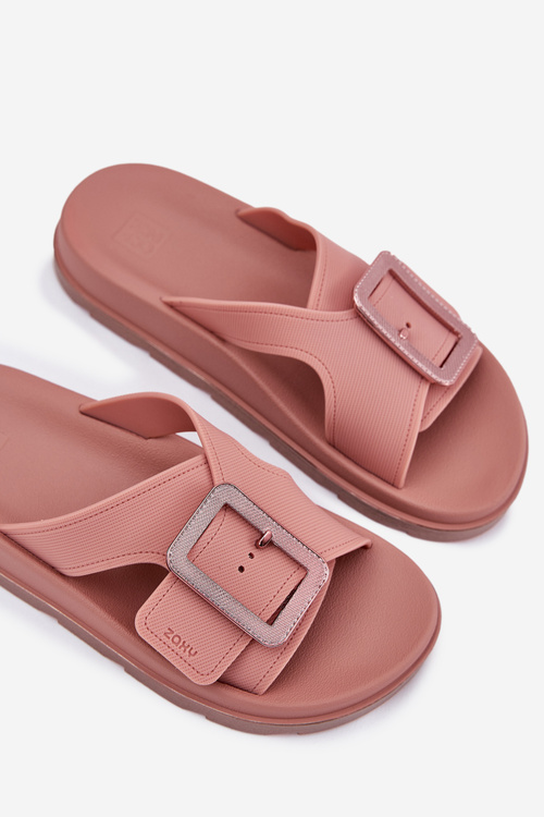 Pachnące Klapki Damskie Z Ozdobną Klamrą ZAXY RR285077 Brudny Róż