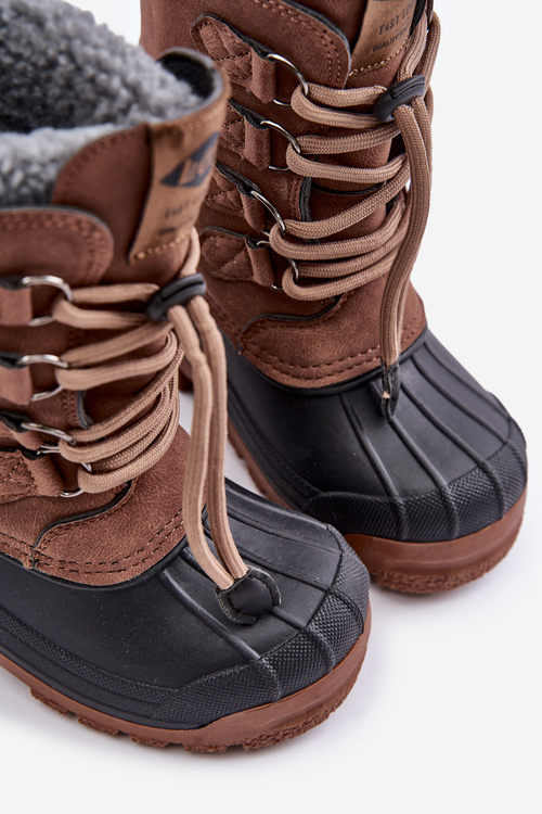 Wysokie Ciepłe Śniegowce Dziecięce Ze Ściągaczem Lee Cooper LCJ-24-44-2842K Brązowe