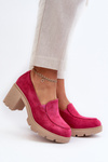 Półbuty Damskie Eko Zamszowe Na Obcasie i Platformie Fuksja Arablosa 