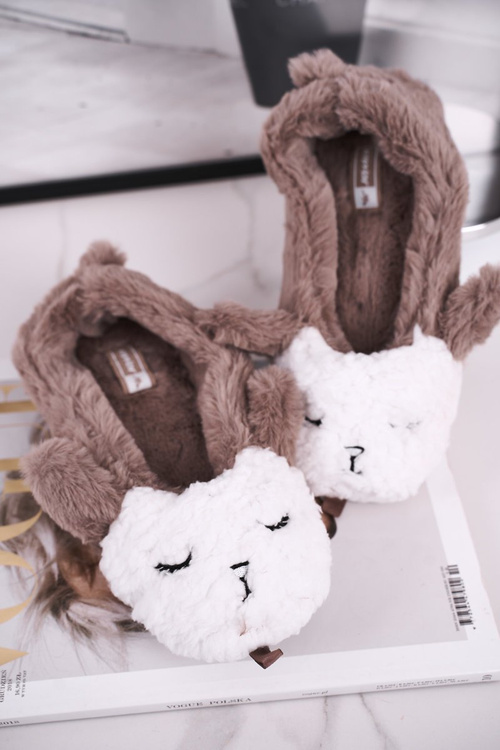 Papcie Damskie Futrzane Owieczki Brązowe Ben