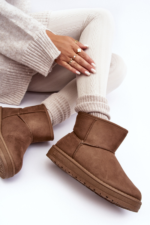 Damskie Śniegowce Ocieplane Futerkiem Brązowe Big Star MM274161