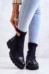 Materiałowe Botki Wsuwane Nicole Czarne 2705