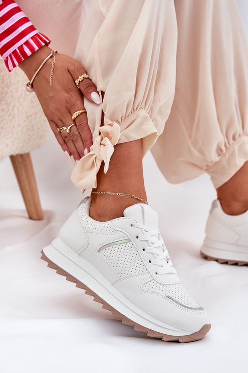 Damskie Buty Sportowe Na Platformie Białe Yandia