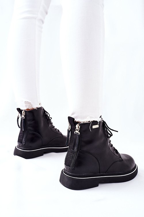 Damskie Skórzane Botki GOE II2N4014 Czarne