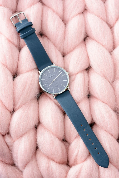 Granatowy Stylowy Skórzany Damski Zegarek Giorgio&Dario