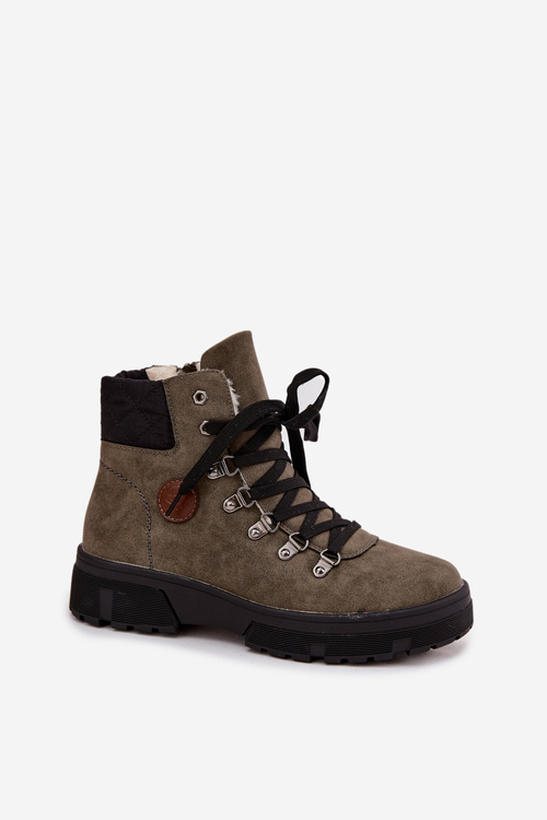 Ocieplane Trapery Damskie Na Platformie Ciemnozielone Zaraine