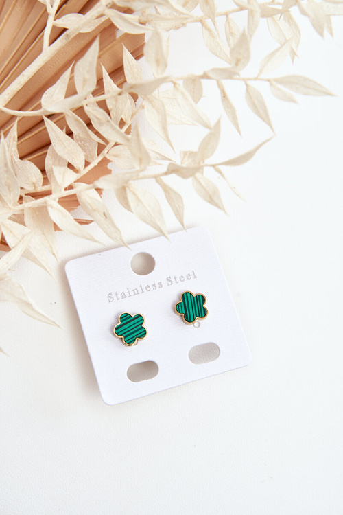 Delikatne Kolczyki Kwiaty Zielono-Złote