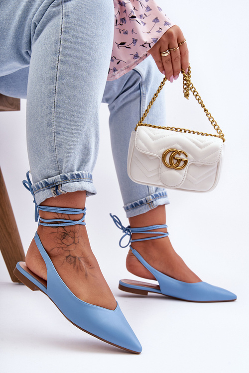 Damskie Wiązane Baleriny Niebieskie Lilly Ann